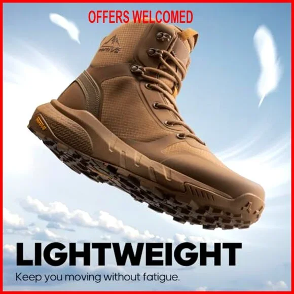 Men's Military Tactical Boots Lightweight Side Zipper Comfort Work Hiking